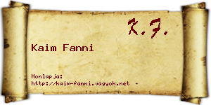 Kaim Fanni névjegykártya